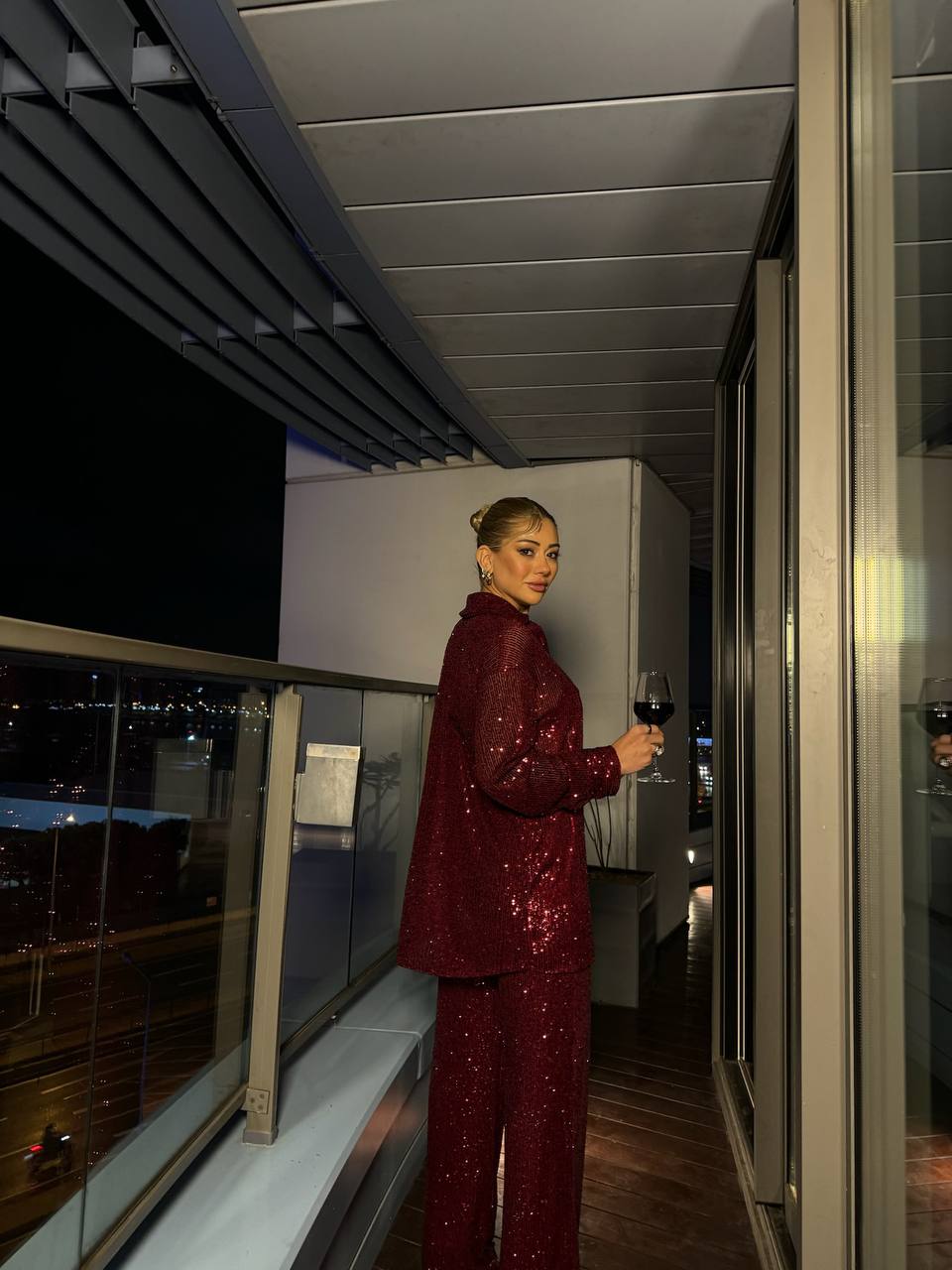 Set Triplo Con Paillettes - Bordeaux