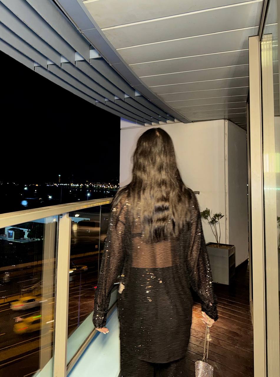 Set Triplo Con Paillettes - Nero