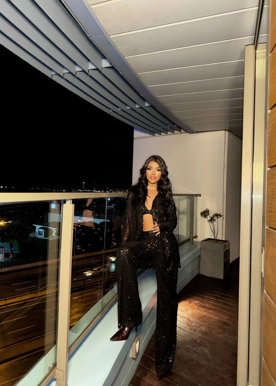 Set Triplo Con Paillettes - Nero