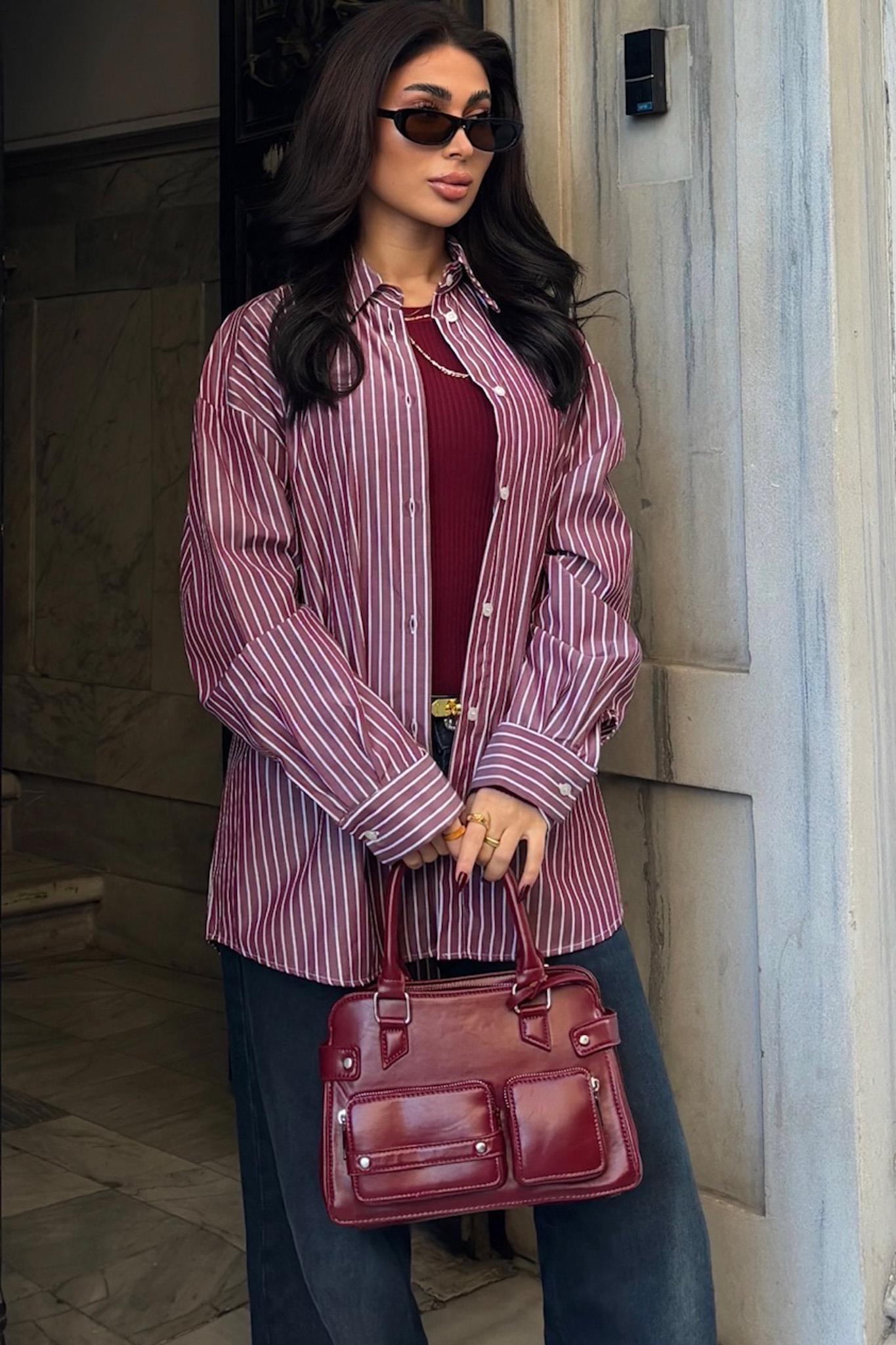 Camicia a righe - bordeaux