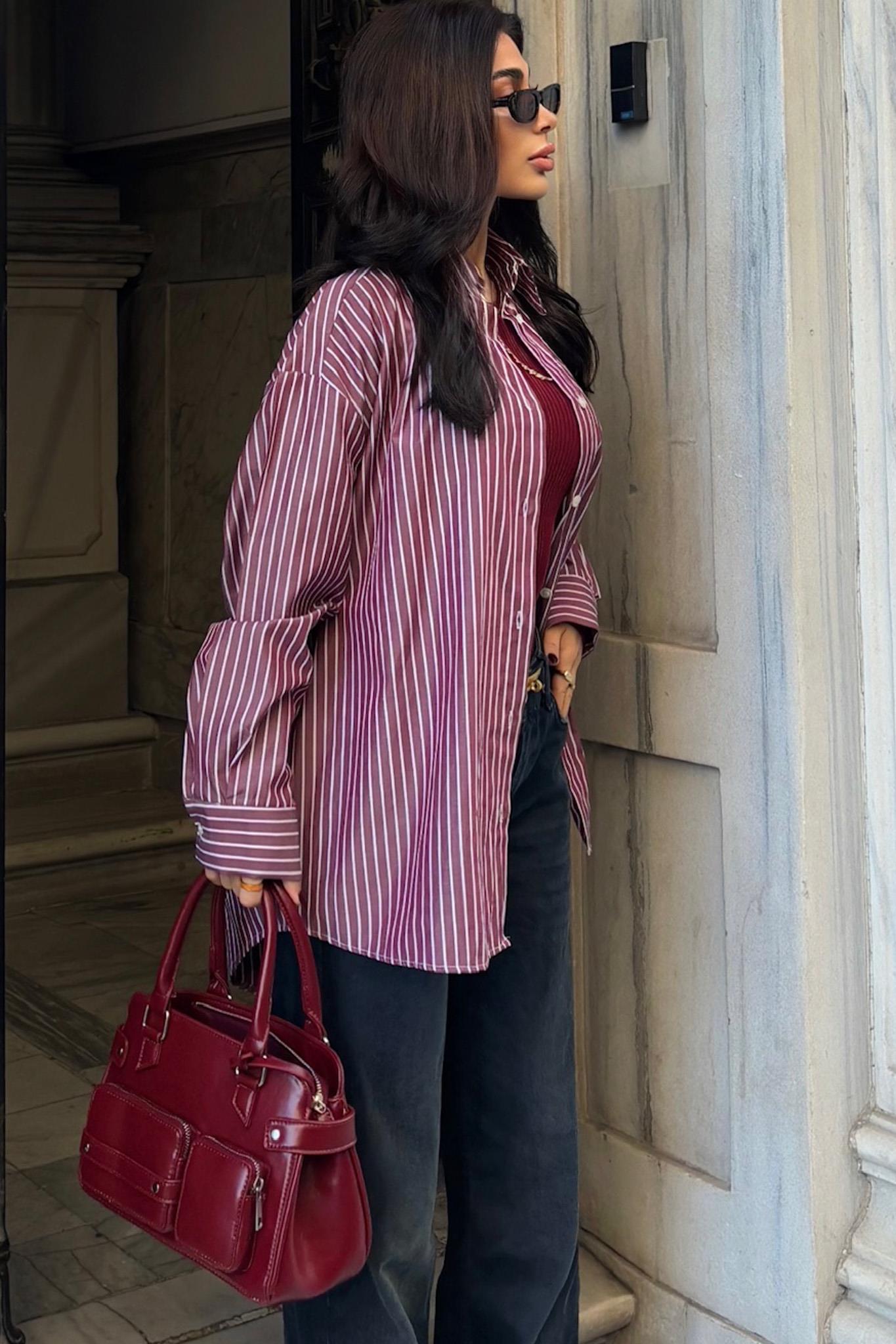 Camicia a righe - bordeaux