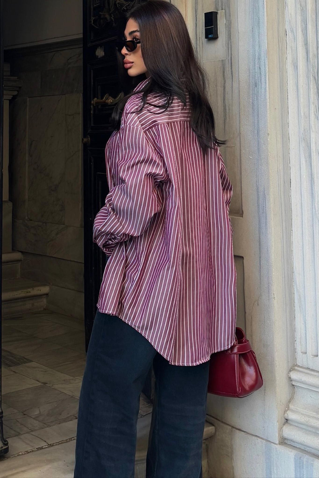Camicia a righe - bordeaux