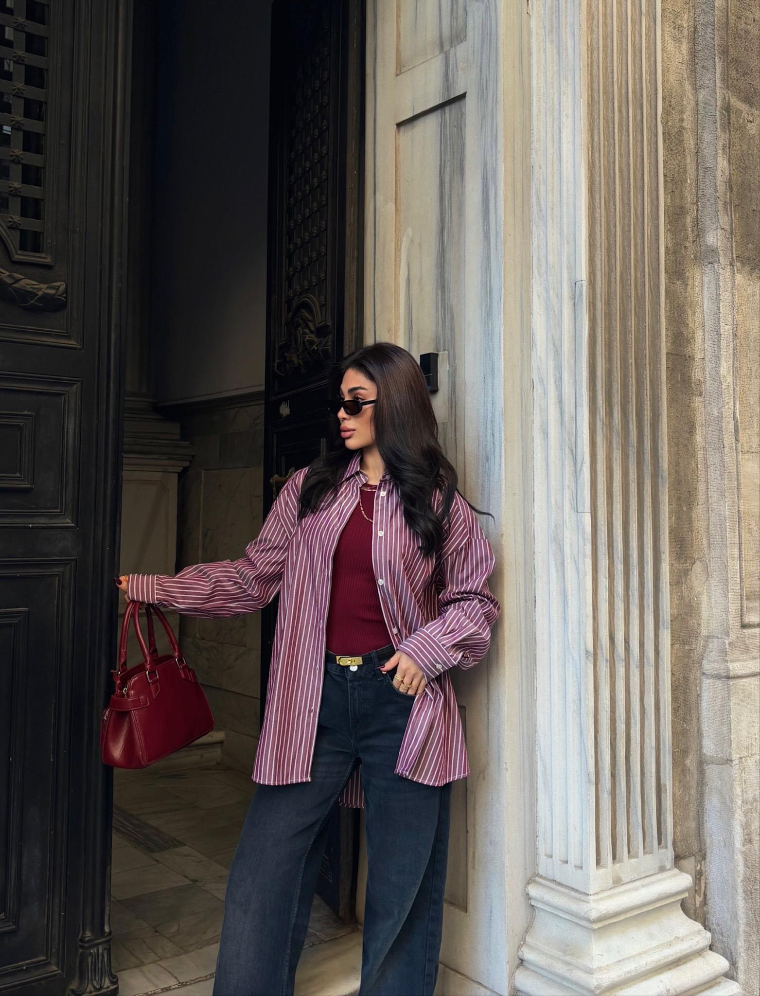 Camicia a righe - bordeaux