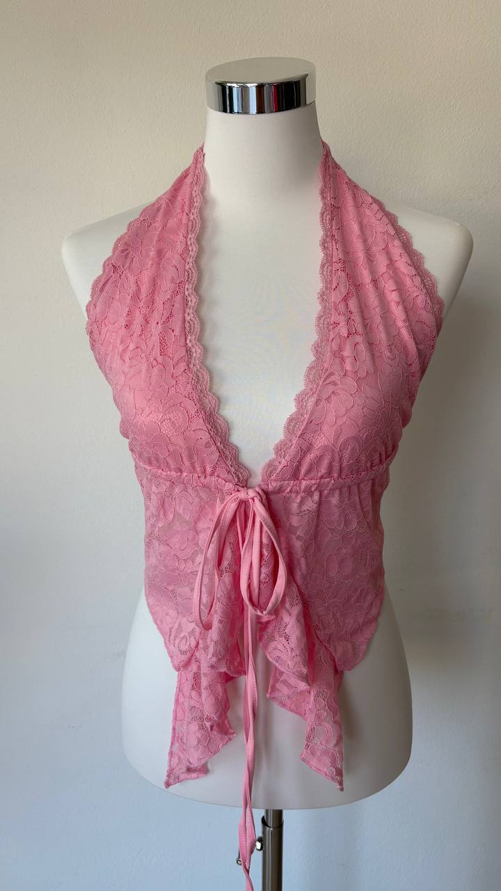Top in pizzo - rosa