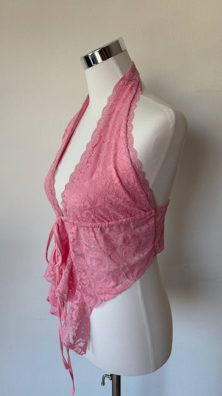 Top in pizzo - rosa