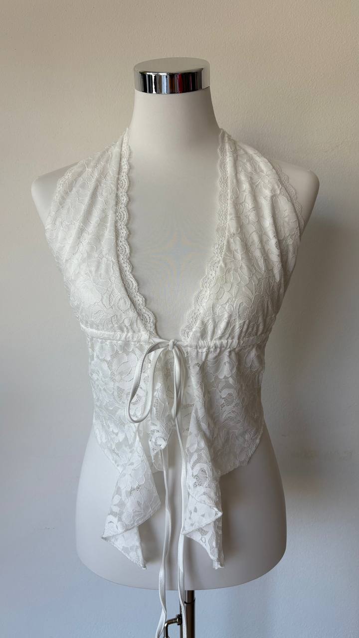 Top in pizzo - bianco