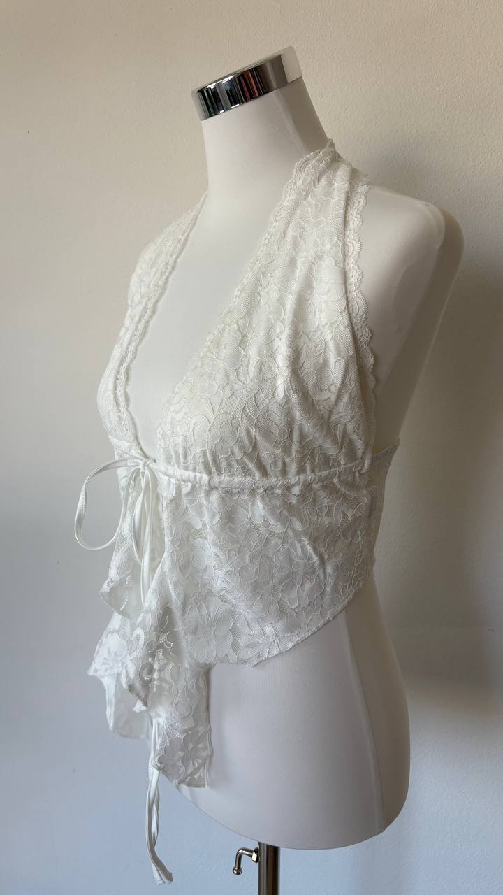 Top in pizzo - bianco